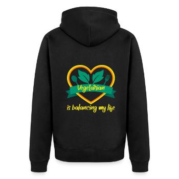 Vegetarian Balancing My Life - Unisex Premium Organic Zip Hoodie - black - Back - Nico (187cm)