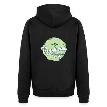 Vegetarian Balancing My Life - Unisex Premium Organic Zip Hoodie - black - Back - Nico (187cm)