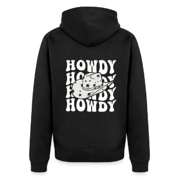 Western Country Texas Cowboyhut - Unisex Premium Bio Zip Hoodie - Schwarz - Hinten - Nico (187cm)