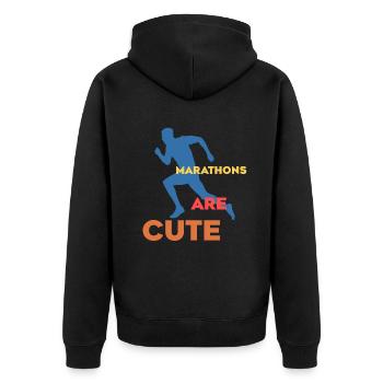 Marathons sind süß Ultramarathon - Unisex Premium Bio Zip Hoodie - Schwarz - Hinten - Nico (187cm)