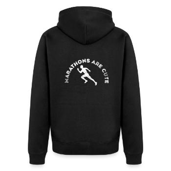 Marathons sind süß Ultramarathon - Unisex Premium Bio Zip Hoodie - Schwarz - Hinten - Nico (187cm)