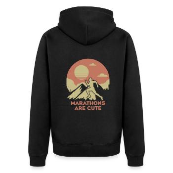 Marathons sind süß Ultramarathon - Unisex Premium Bio Zip Hoodie - Schwarz - Hinten - Nico (187cm)