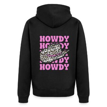 Western Country Texas Cowboyhut - Unisex Premium Bio Zip Hoodie - Schwarz - Hinten - Nico (187cm)