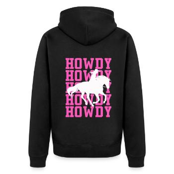 Western Country Texas Cowboyhut - Unisex Premium Bio Zip Hoodie - Schwarz - Hinten - Nico (187cm)
