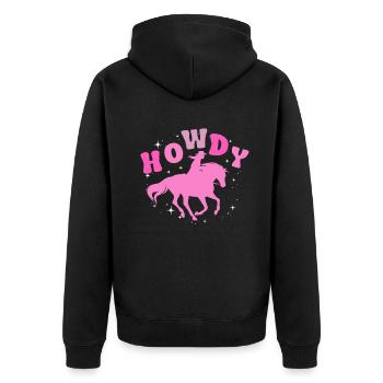 Western Country Texas Cowboyhut - Unisex Premium Bio Zip Hoodie - Schwarz - Hinten - Nico (187cm)