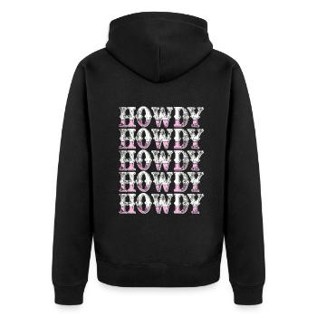 Western Country Texas Cowboyhut - Unisex Premium Bio Zip Hoodie - Schwarz - Hinten - Nico (187cm)