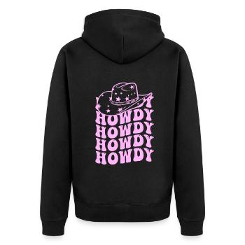Western Country Texas Cowboyhut - Unisex Premium Bio Zip Hoodie - Schwarz - Hinten - Nico (187cm)