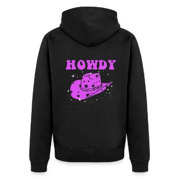 Western Country Texas Cowboyhut - Unisex Premium Bio Zip Hoodie - Schwarz - Hinten - Nico (187cm)