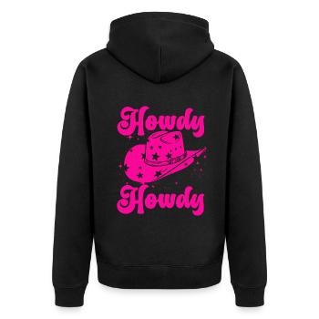 Western Country Texas Cowboyhut - Unisex Premium Bio Zip Hoodie - Schwarz - Hinten - Nico (187cm)