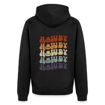 Western Country Texas Cowboyhut - Unisex Premium Bio Zip Hoodie - Schwarz - Hinten - Nico (187cm)