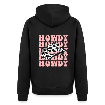 Western Country Texas Cowboyhut - Unisex Premium Bio Zip Hoodie - Schwarz - Hinten - Nico (187cm)