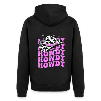 Western Country Texas Cowboyhut - Unisex Premium Bio Zip Hoodie - Schwarz - Hinten - Nico (187cm)