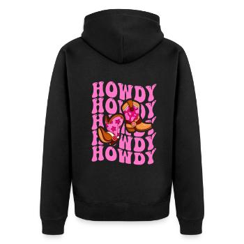 Western Country Texas Cowboyhut - Unisex Premium Bio Zip Hoodie - Schwarz - Hinten - Nico (187cm)