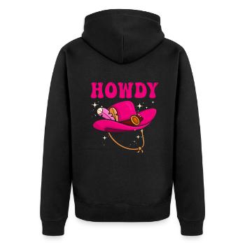 Western Country Texas Cowboyhut - Unisex Premium Bio Zip Hoodie - Schwarz - Hinten - Nico (187cm)