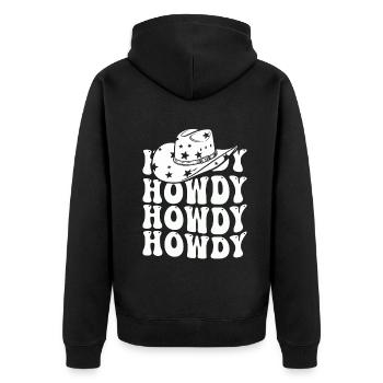 Western Country Texas Cowboyhut - Unisex Premium Bio Zip Hoodie - Schwarz - Hinten - Nico (187cm)