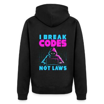 Ethische Hacker-Cybersicherheitsexpertise - Unisex Premium Bio Zip Hoodie - Schwarz - Hinten - Nico (187cm)