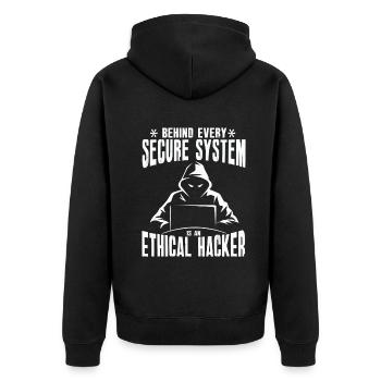 Ethische Hacker-Cybersicherheitsexpertise - Unisex Premium Bio Zip Hoodie - Schwarz - Hinten - Nico (187cm)