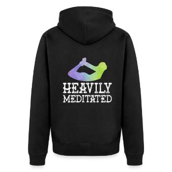 Stark meditiert - Unisex Premium Bio Zip Hoodie - Schwarz - Hinten - Nico (187cm)
