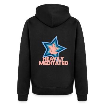 Stark meditiert - Unisex Premium Bio Zip Hoodie - Schwarz - Hinten - Nico (187cm)