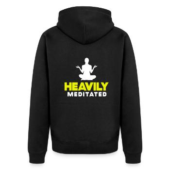 Stark meditiert - Unisex Premium Bio Zip Hoodie - Schwarz - Hinten - Nico (187cm)