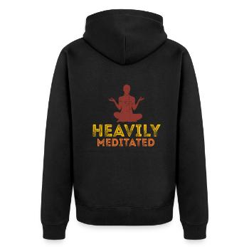 Stark meditiert - Unisex Premium Bio Zip Hoodie - Schwarz - Hinten - Nico (187cm)