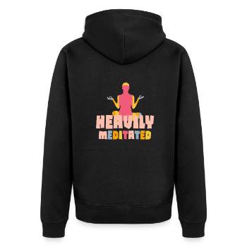 Stark meditiert - Unisex Premium Bio Zip Hoodie - Schwarz - Hinten - Nico (187cm)