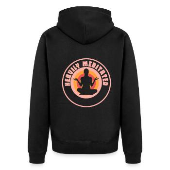 Stark meditiert - Unisex Premium Bio Zip Hoodie - Schwarz - Hinten - Nico (187cm)