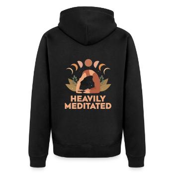 Stark meditiert - Unisex Premium Bio Zip Hoodie - Schwarz - Hinten - Nico (187cm)