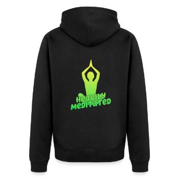 Stark meditiert - Unisex Premium Bio Zip Hoodie - Schwarz - Hinten - Nico (187cm)