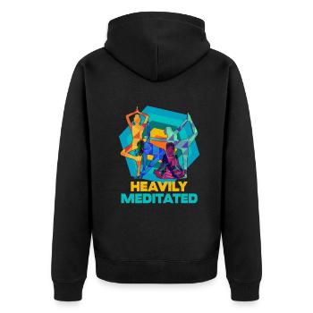 Stark meditiert - Unisex Premium Bio Zip Hoodie - Schwarz - Hinten - Nico (187cm)