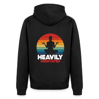 Stark meditiert - Unisex Premium Bio Zip Hoodie - Schwarz - Hinten - Nico (187cm)