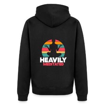 Stark meditiert - Unisex Premium Bio Zip Hoodie - Schwarz - Hinten - Nico (187cm)