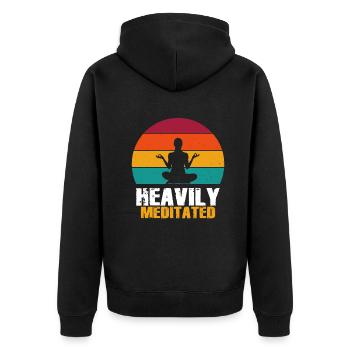 Stark meditiert - Unisex Premium Bio Zip Hoodie - Schwarz - Hinten - Nico (187cm)