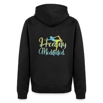 Stark meditiert - Unisex Premium Bio Zip Hoodie - Schwarz - Hinten - Nico (187cm)
