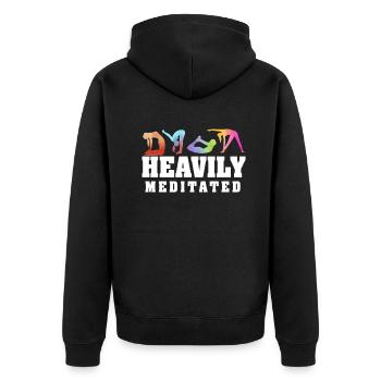 Stark meditiert - Unisex Premium Bio Zip Hoodie - Schwarz - Hinten - Nico (187cm)