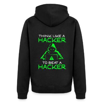 Ethische Hacker-Cybersicherheitsexpertise - Unisex Premium Bio Zip Hoodie - Schwarz - Hinten - Nico (187cm)