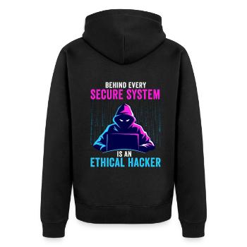 Expertise en cybersécurité des hackers éthiques - Veste à capuche bio Premium Unisexe - noir - Dos - Nico (187cm)