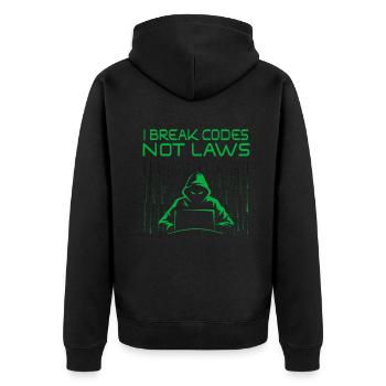 Ethische Hacker-Cybersicherheitsexpertise - Unisex Premium Bio Zip Hoodie - Schwarz - Hinten - Nico (187cm)