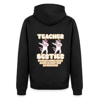Teacher Besties Because Going Crazy - Unisex Premium Organic Zip Hoodie - black - Back - Nico (187cm)