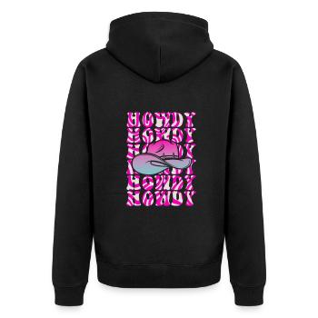 Western Country Texas Cowboyhut - Unisex Premium Bio Zip Hoodie - Schwarz - Hinten - Nico (187cm)