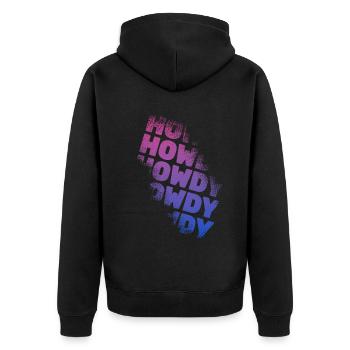 Western Country Texas Cowboyhut - Unisex Premium Bio Zip Hoodie - Schwarz - Hinten - Nico (187cm)