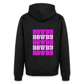 Western Country Texas Cowboyhut - Unisex Premium Bio Zip Hoodie - Schwarz - Hinten - Nico (187cm)