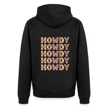Western Country Texas Cowboyhut - Unisex Premium Bio Zip Hoodie - Schwarz - Hinten - Nico (187cm)