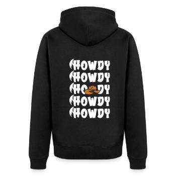 Western Country Texas Cowboyhut - Unisex Premium Bio Zip Hoodie - Schwarz - Hinten - Nico (187cm)