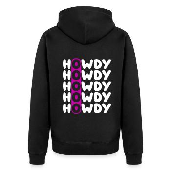 Western Country Texas Cowboyhut - Unisex Premium Bio Zip Hoodie - Schwarz - Hinten - Nico (187cm)