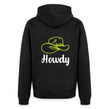 Western Country Texas Cowboyhut - Unisex Premium Bio Zip Hoodie - Schwarz - Hinten - Nico (187cm)