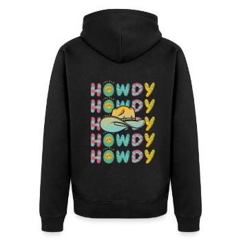 Western Country Texas Cowboyhut - Unisex Premium Bio Zip Hoodie - Schwarz - Hinten - Nico (187cm)