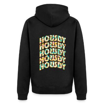 Western Country Texas Cowboyhut - Unisex Premium Bio Zip Hoodie - Schwarz - Hinten - Nico (187cm)