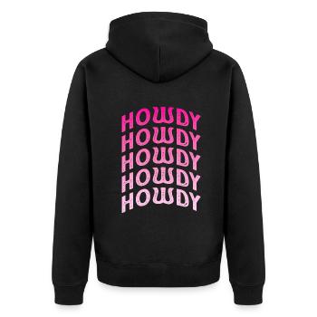 Western Country Texas Cowboyhut - Unisex Premium Bio Zip Hoodie - Schwarz - Hinten - Nico (187cm)