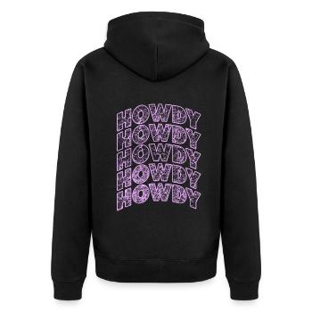 Western Country Texas Cowboyhut - Unisex Premium Bio Zip Hoodie - Schwarz - Hinten - Nico (187cm)